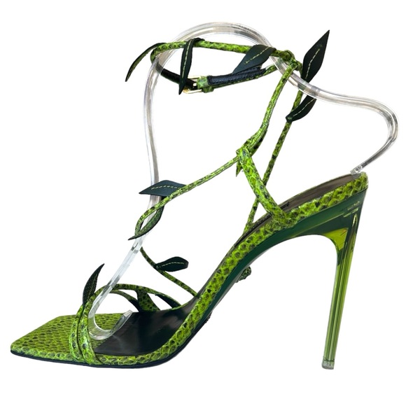 SOLD‼️VERSACE Snakeskin Leaf Sandal Green - Picture 3 of 14